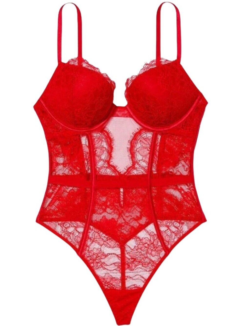 Victoria's Secret Very Sexy Bombshell Lace Teddy Women's Small Red Push Up NWOT